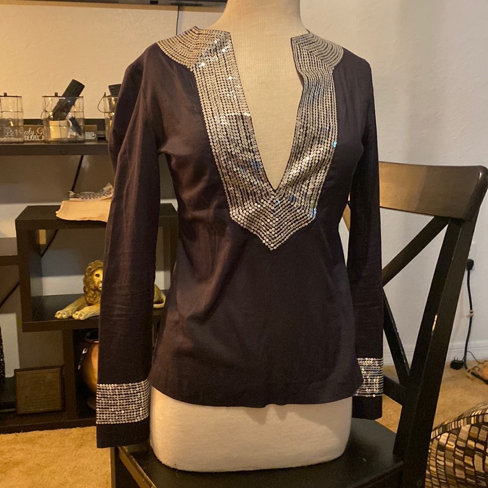 Tory Burch size 4 dark blue silver sequence